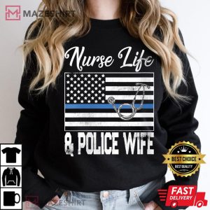 Womens Vintage Nurses And Police Police Wife Gift T Shirt 1