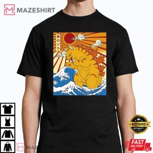 Japanese Catzilla Great Wave Of Kanagawa T Shirt 2