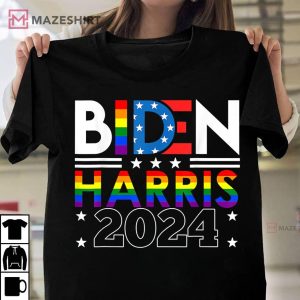 Biden Harris 2024 Rainbow Flag Gay Pride LGBT T shirt 1