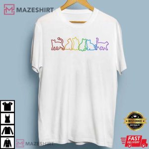 Cute LGBT Rainbow Cat T Shirt 1