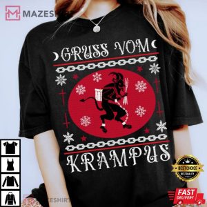 Gruss Vom Krampus Goth Ugly Christmas T shirt 3