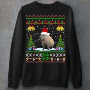 Capybara Christmas Xmas Lighting Santa Hat T Shirt 1