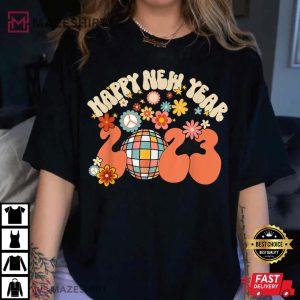 Retro Groovy Happy New Year 2023 T Shirt 2