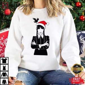 Santa Wednesday Addams At Nevermore Academy Christmas T shirt 1