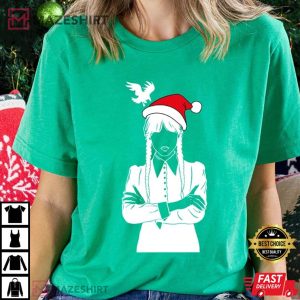 Santa Wednesday Addams At Nevermore Academy Christmas T shirt 3