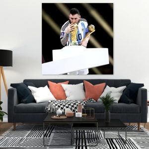 Lionel Messi Kissing World Cup Poster 1