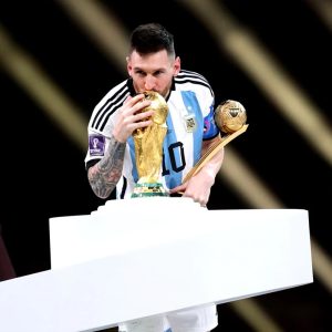 Lionel Messi Kissing World Cup Poster 3