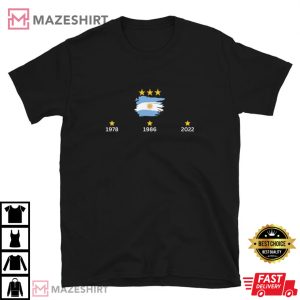 Argentina Wins World Cup 1978 1986 2022 T Shirt 1