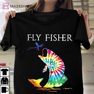 Fly Fishing Trout Bass Tie Dye Fisher T Shirt 1