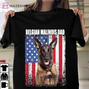 American Flag Belgian Malinois Dad Fathers Day 2023 T Shirt 1