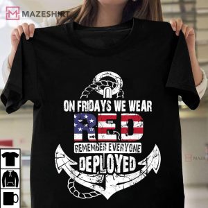 On Fridays We Wear Red Friday Navy Gift Distressed T Shirt 1