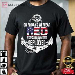 On Fridays We Wear Red Friday Navy Gift Distressed T Shirt 3