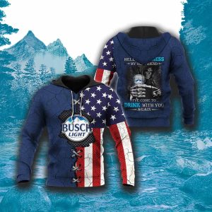 Busch Light Skull Hello Darkness My Old Friend 3D Hoodie