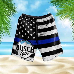 Busch Latte US Flag Comfortable For Beer Lovers Beach Shorts
