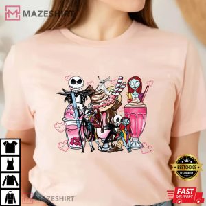 Happy Valentines Day Skeleton Latte Drink T Shirt 1