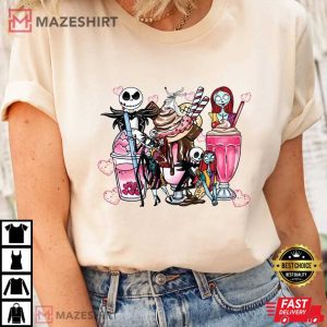 Happy Valentines Day Skeleton Latte Drink T Shirt 3