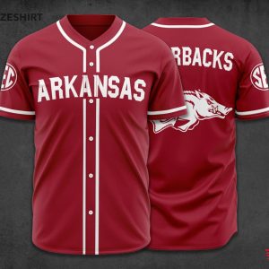 Arkansas Razorbacks Cardinal Red And White Baseball Jersey