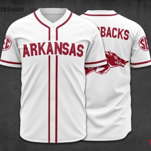 Arkansas Razorbacks Team White And Red Baseball Jersey