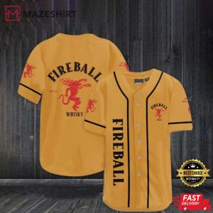 Vintage Yellow Fireball Whiskey Baseball Jersey Baseball Lover
