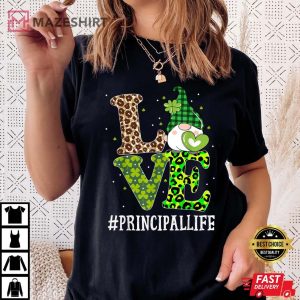 Principal Love Gnome Leopard Shamrock St Patricks Day T Shirt 3