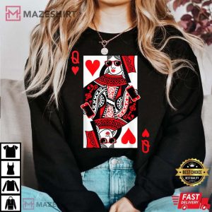 Poker Queen Of Hearts Funny Valentines Day Gift T Shirt 1