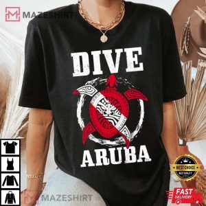 Aruba Sea Turtle Scuba Diver Underwater T Shirt 2