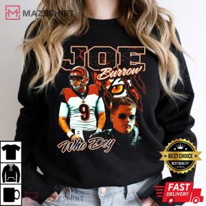 Joe Burrow Bengals Vintage 90s Bootleg Who Dey T Shirt 3
