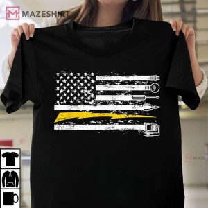 USA Flag Electrician Voltage Lineman Circuit Cable T Shirt 1