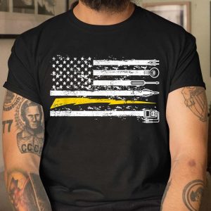 USA Flag Electrician Voltage Lineman Circuit Cable T Shirt 3