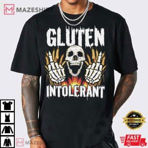 Gluten Intolerant With Skull Coeliac Disease T Shirt 1