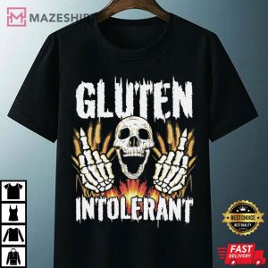 Gluten Intolerant With Skull Coeliac Disease T Shirt 4