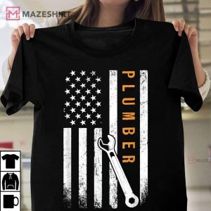 Plumber American Flag Design Best T Shirt 1