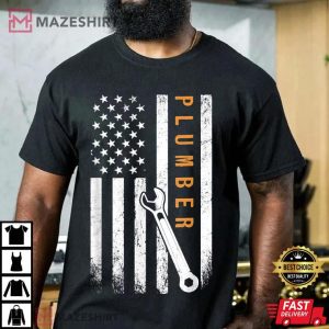 Plumber American Flag Design Best T Shirt 3