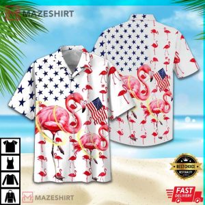 American Flag Flamingo Funny For Summer Hawaiian Shirt