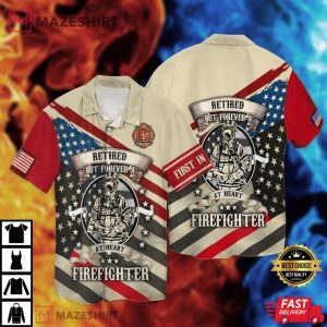 American Flag Forver At Heart Firefjghter Hawaiian Shirt