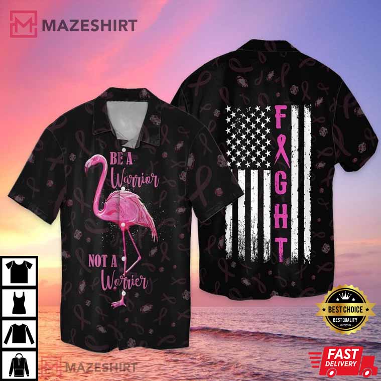 Breast Cancer Awareness Be A Warrior Not A Worrier Flamingo Hawaiian Shirt 1