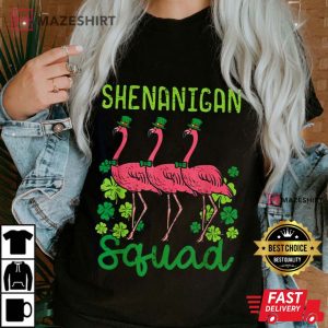 Shenanigan Squad Flamingo Cute St Patricks Day Bird Animal T Shirt 1