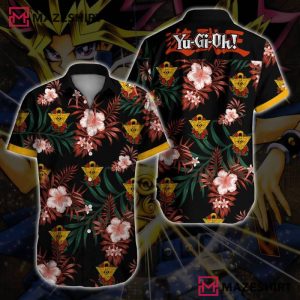 Yugi Oh Floral Pattern Hawaiian Shirt