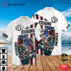 Fishing 4th Of July Independence Day American Hawaiian Shirt