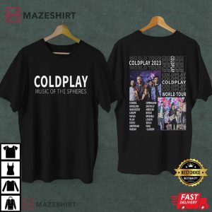 Coldplay Music Of The Spheres Tour 2023, World Tour Music Concert T-Shirt
