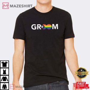 LGBTQ Groom Gay Les LGBTQ Engagement T Shirt 4