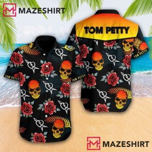 Tom Petty And The Heartbreakers X Skull Flowers Hawaiian Shirt