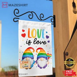 Gnome Love Is Love All Are Welcome Here Rainbow Pride LGBTQ Flag 4