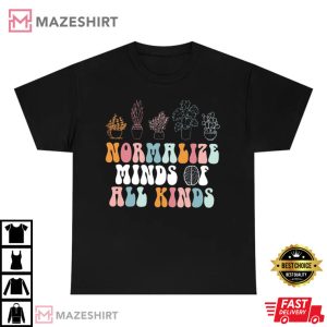 Normalize Mind Of All Kinds Boho Retro Autism Awareness T Shirt 4