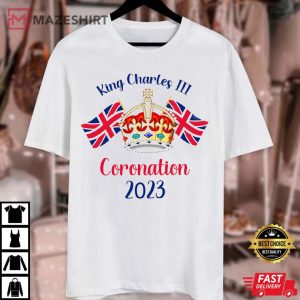 King Charles III Coronation 2023 UK Flag With Kings Crown T Shirt 4