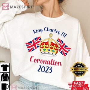 King Charles III Coronation 2023 UK Flag With Kings Crown T Shirt 5