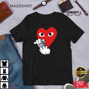 Comme Des Garcons Heart Counting Money Funny T Shirt 1