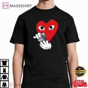 Comme Des Garcons Heart Counting Money Funny T Shirt 3