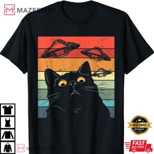 Funny Cat Galaxy Cat Spaceship Alien Cat UFO T Shirt 4