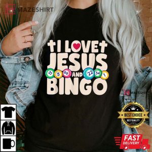 I Love Jesus And Bingo Christian Cross Board Games Gift T Shirt 2